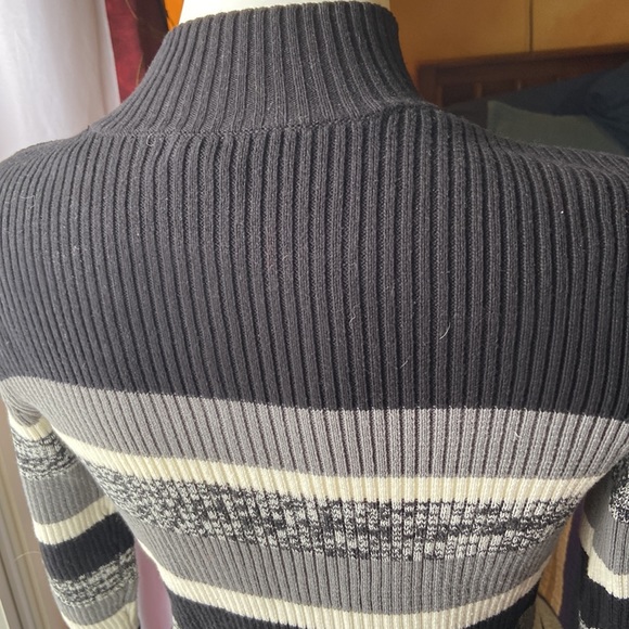 PM 100% COTTON STUDIO WORKS PETITE TURTLENECK BLACK GRAY CREAM EUC - Picture 7 of 8
